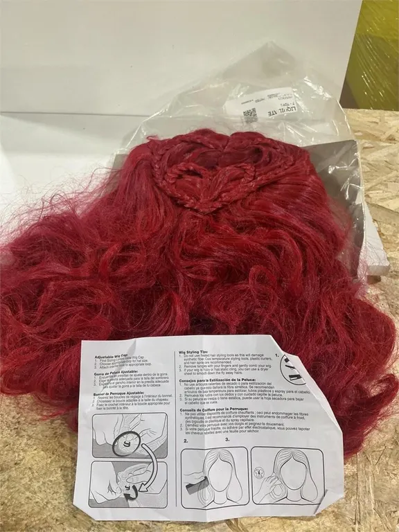 Red Synthetic Costume Wig With Braided Heart