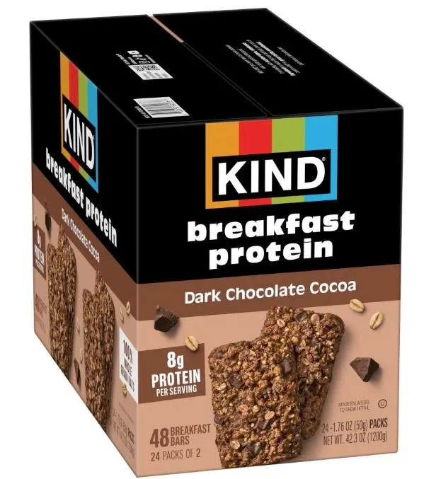 Kind Breakfast Dark Chocolate Cocoa Bars 48ct