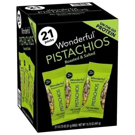Wonderful Salted Pistachios No Shells 0.75oz 21pk