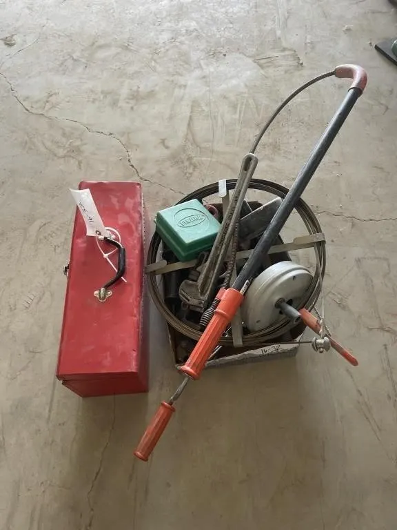 Red Toolbox Of Assorted Plumbing Parts, Plumbing