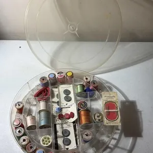 Sewing Box with Thread, Needles, Buttons,