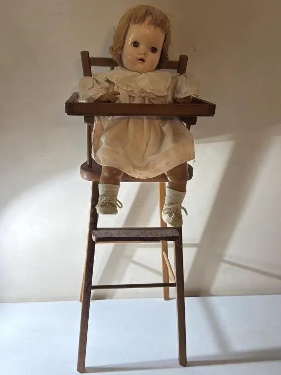 Bisque Baby Doll, Doll High Chair