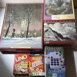 Puzzles, Games- UNO, Scrabble, Dominoes