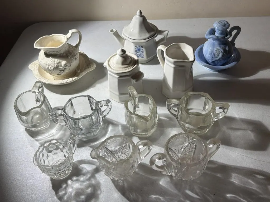 Creamers, Sugars, Tea Pot, Pitcher w Bowl- Avon,