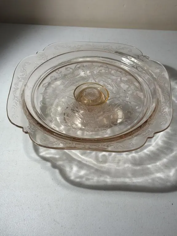 Indiana Glass Pedestal Cake Stand Pink