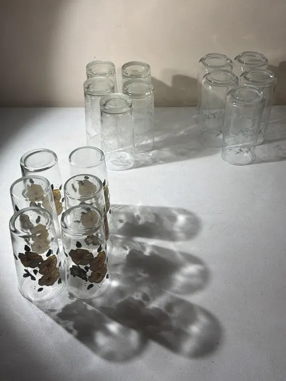 Glassware- 5 Etches Floral, Corelle Country