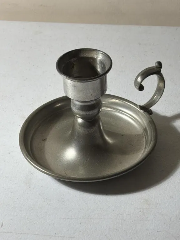 Web Early American Pewter chamberstick candle
