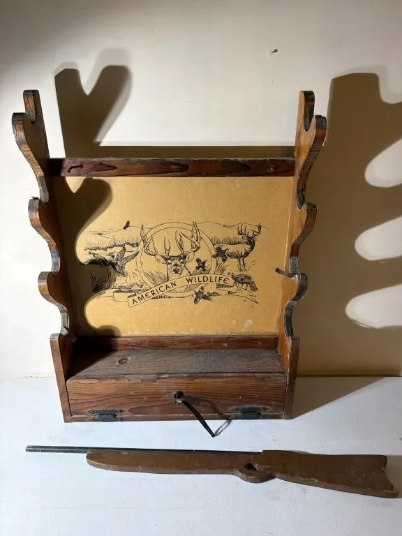 Four-Gun Wooden Wall Rack, ammo storage