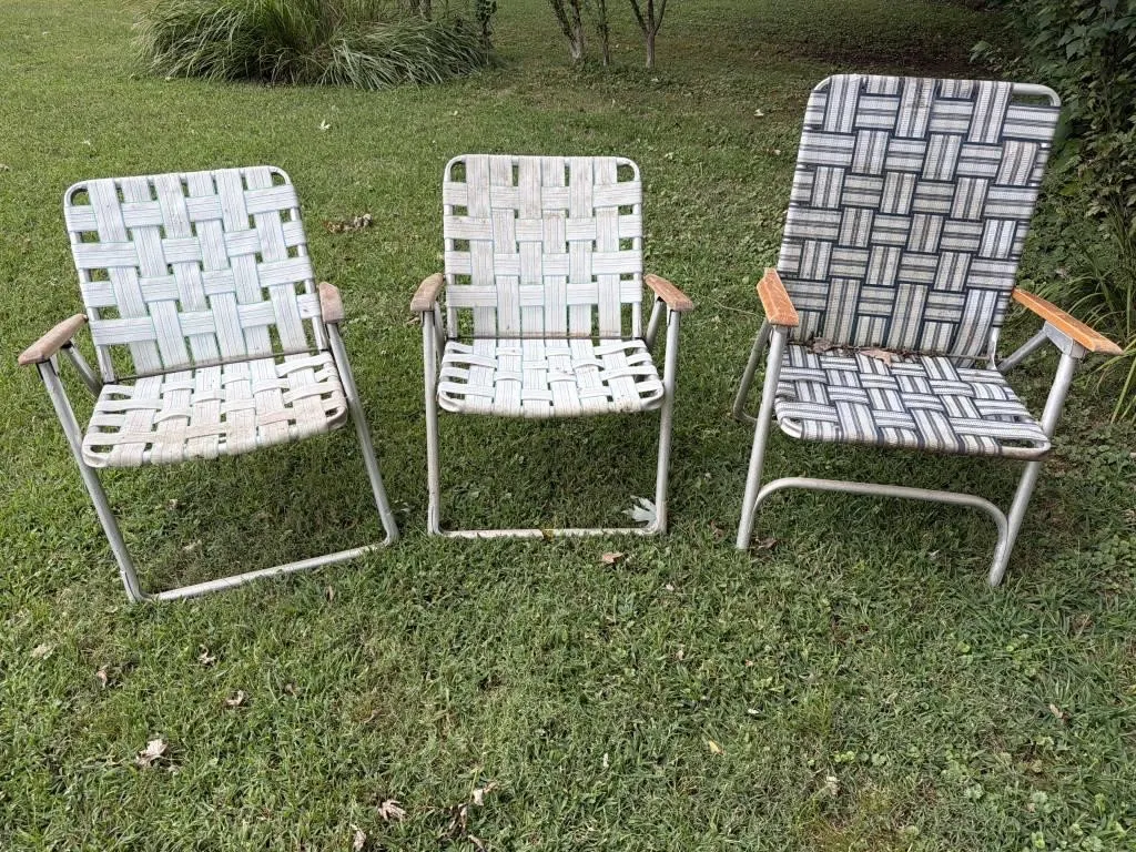 3- Aluminum Frame Webbed Lawn Chairs