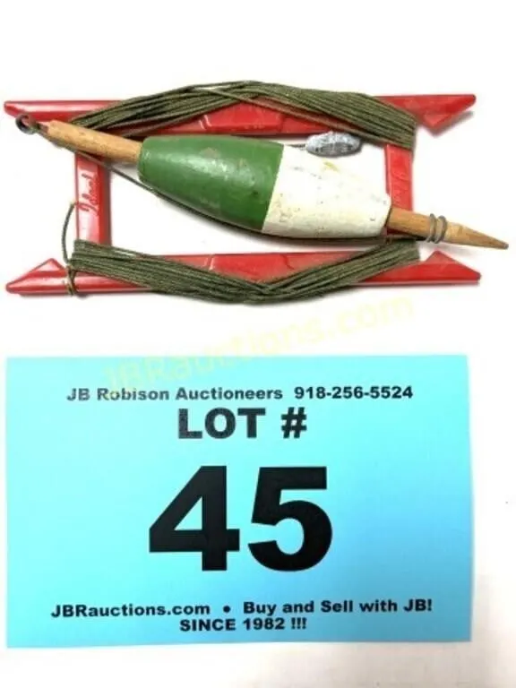 ANTIQUE IDEAL FISHING LINE AND WOOD BOBBER
