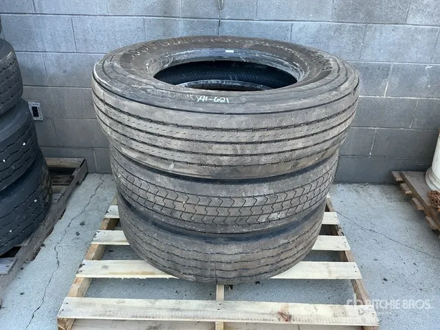 Quantity of (3) 11R24.5 Tires w/(2) Wheels
