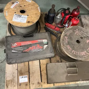 (2) Hydraulic Rams, (4) Jacks and (2) Partial Spools of Cable