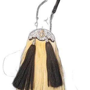 Scottish Horsehair Sporran with Engraved Badge and Leather Back, Made in Scotland
