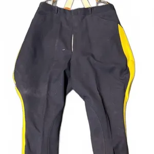 Vintage Police Uniform Riding Pants with Suspenders and Yellow Side Stripes