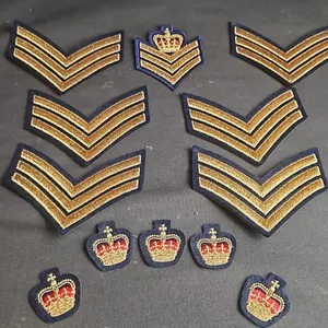 RCMP Rank Insignia Set: 6 Sergeant Shoulder Patches, 1 Blazer Badge, 5 Crown Flashes