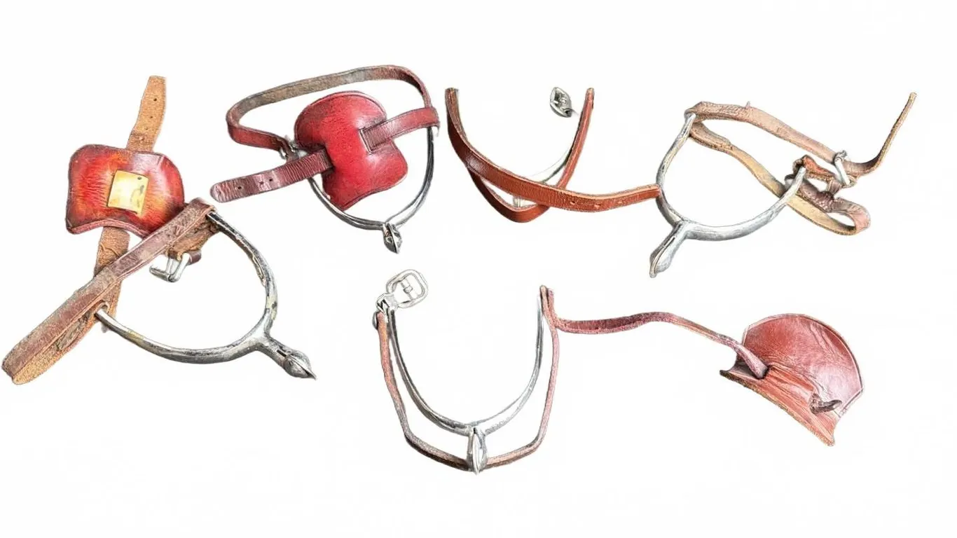 English-Made NISBET Spurs with Leather Straps and Guards
