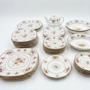 Royal Albert England Bone China Petit Point 54-Piece Dinnerware Set Plus 2 Grimwades