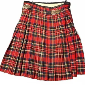 Thos. Gordon & Sons Highland Dress Red Tartan Kilt with Buckles, Made in Scotland
