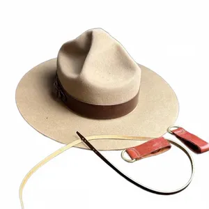 RCMP Stetson-Style Felt Hat with Leather Band and Chin Strap