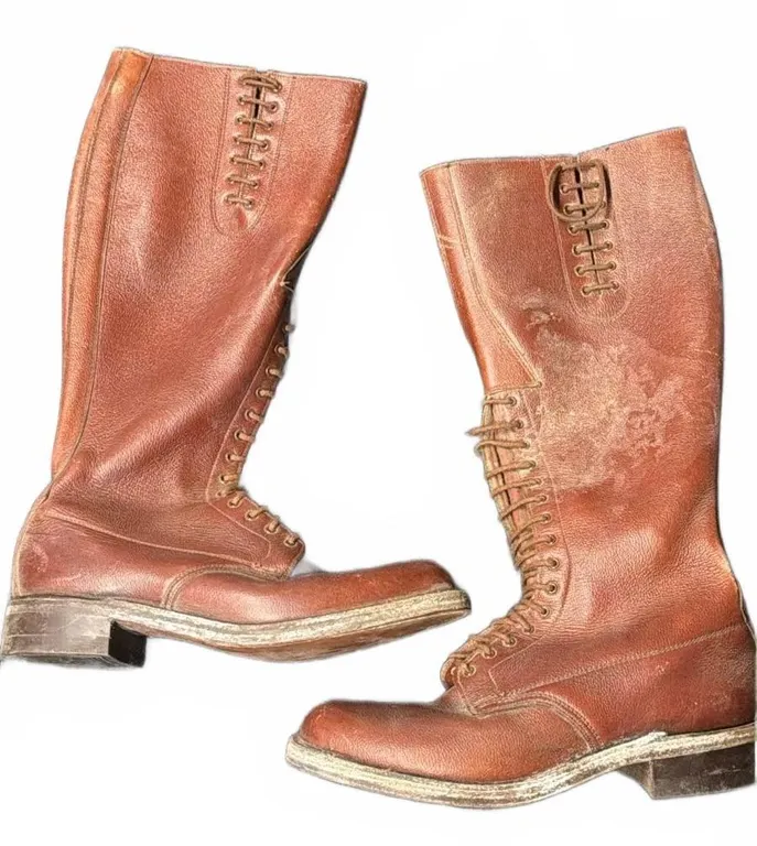 Brown Leather Tall Lace-Up Riding Boots
