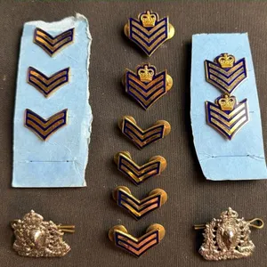 RCMP Badges Lot: 7 Corporal Pins, 4 Sergeant Pins With Crown, 2 Cap Crests