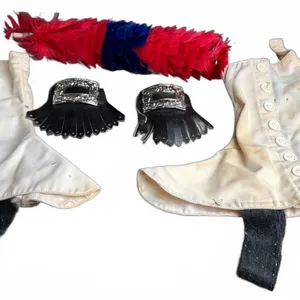 Marching Band Uniform Accessories Set with Spats, Fringed Epaulettes, and Fringe Plume