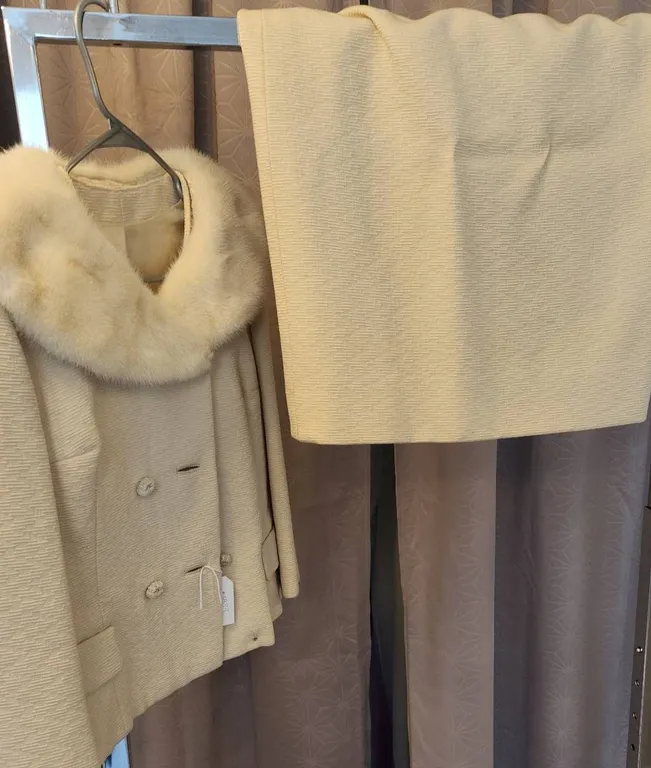 Miss Style Montreal Wool Jacket and Skirt Set with Fur Collar
