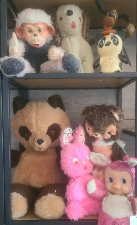 Vintage Plush and Rubber Face Toys Including Soundwave Panda Radio