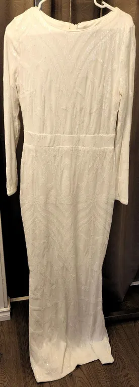 Miss Ord White Sequin Long Sleeve Bridal Gown