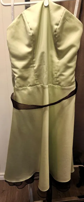 Alfred Angelo Strapless Formal Gown with Brown Organza Accents