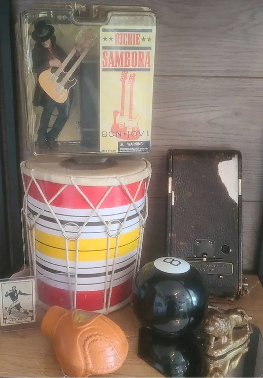 Collectibles: Richie Sambora Figure, Mack Burton Card, Kodak Camera