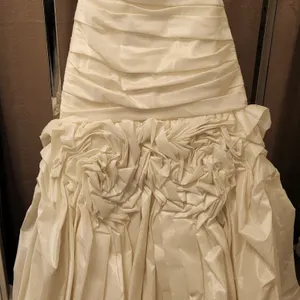 Strapless Bridal Gown with Beaded Bustline, Gathered Skirt, Size 10