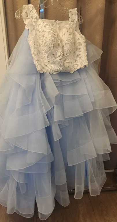Ellie Wilde Blue and White Formal Gown