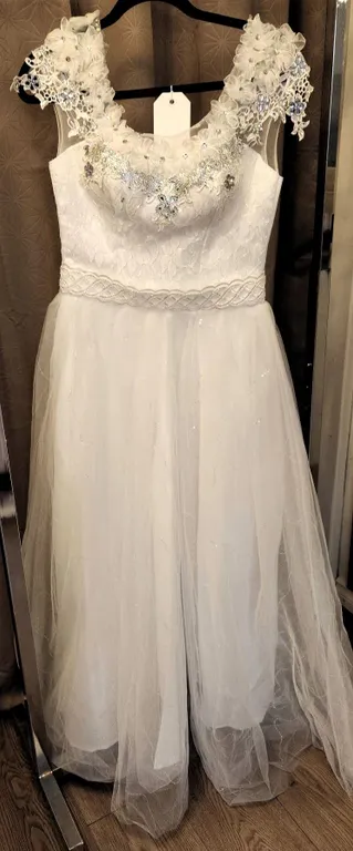 White Bridal Gown with Beaded Floral Accents
