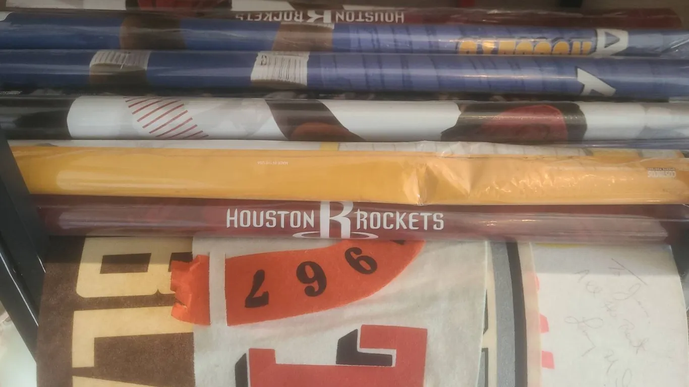 Sports Memorabilia Lot: Pennants and Posters Including Signed Calgary Flames