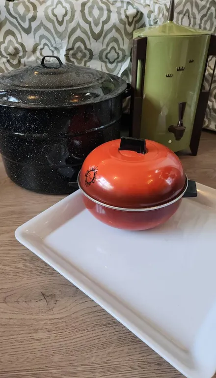 Canning Pot, Two Melamine Trays, and Regal Electric Coffee Urn with Accessories