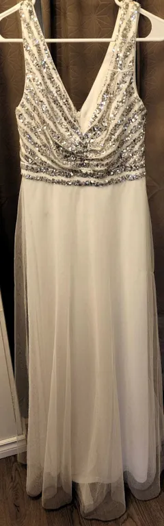 Sleeveless White Bridal Gown with Sequin Bodice
