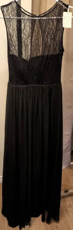 After Six Black Lace and Chiffon Formal Gown