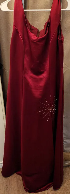 Fashion Design Group Red Formal Gown with Bead Embellishment