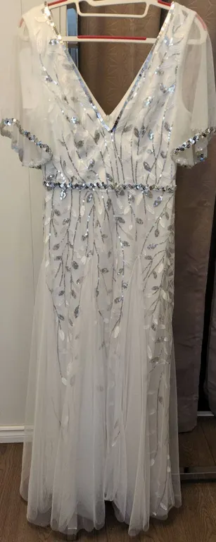 White Sequin Embellished Bridal Gown