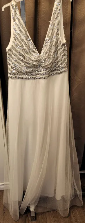 Sleeveless White Bridal Gown with Sequin Bodice