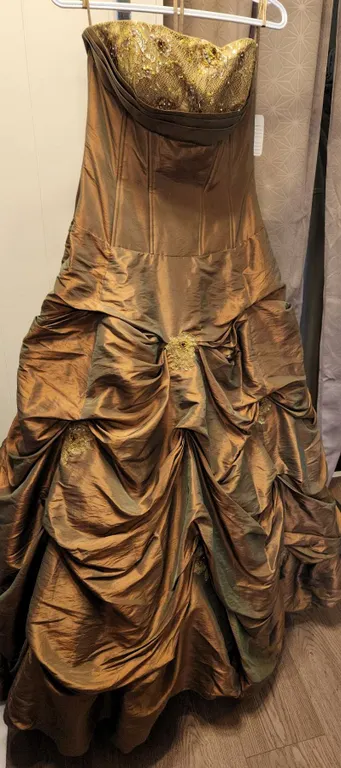 Belezza by Savoy's Strapless Brown Formal Gown with Sequin Bodice