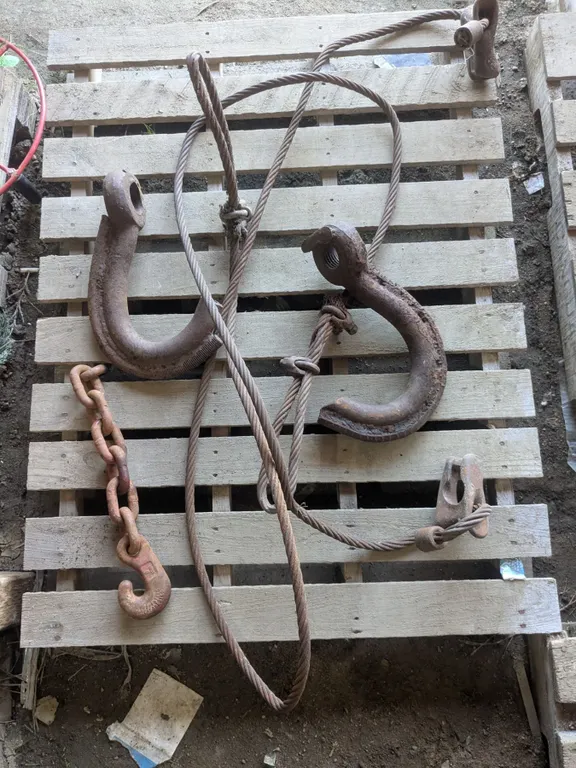 (2) Steel Cable Chokers w/ 12” Hooks, Chain Piece