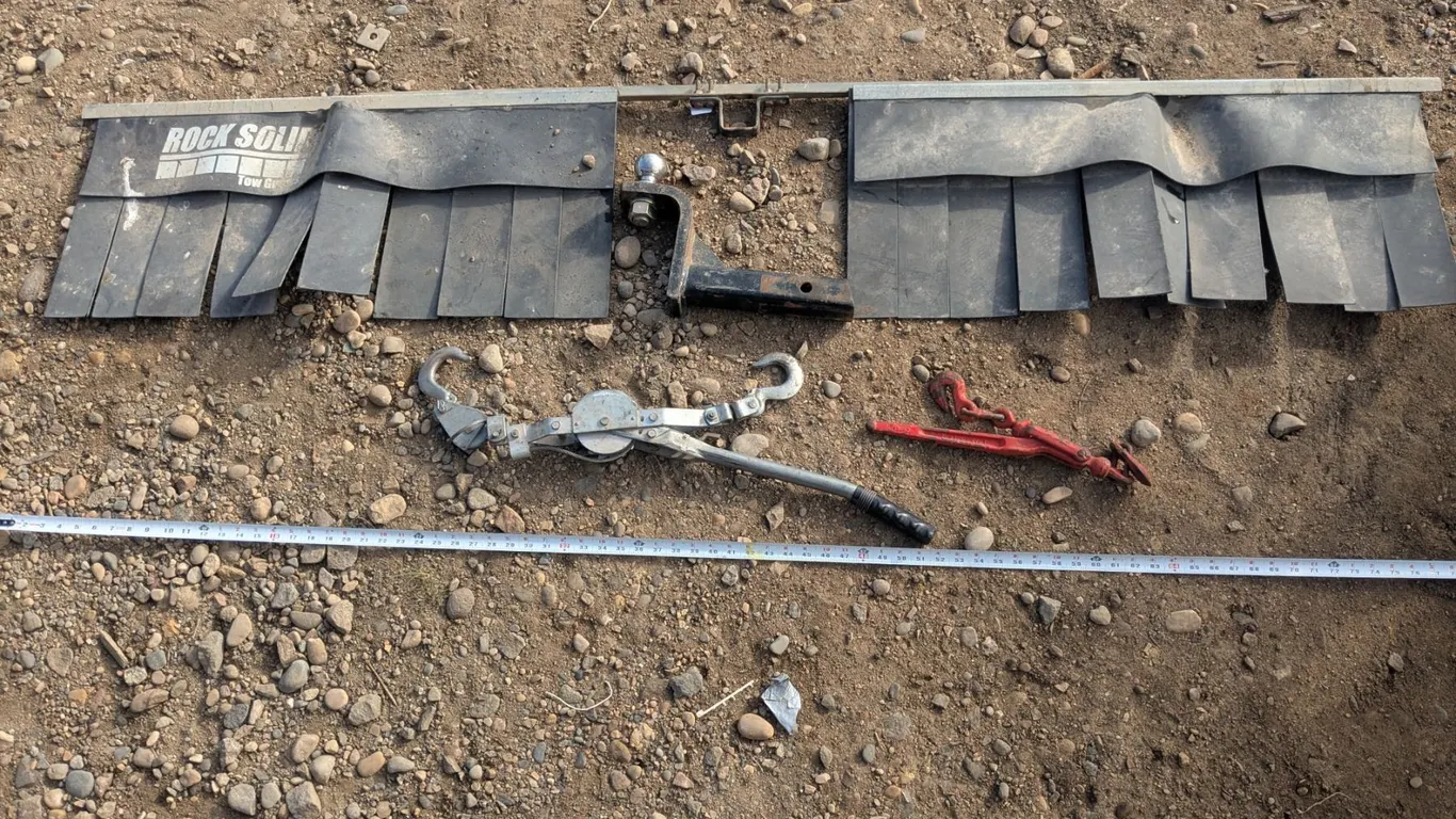 Tow Guard Mud Flaps, Drop Hitch, Chain Tightener, Hand Winch