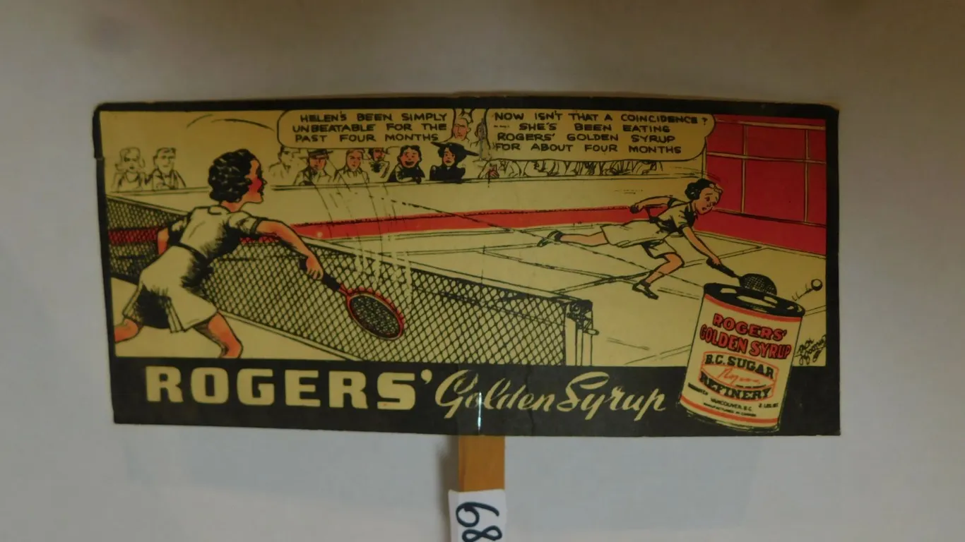 ROGERS GOLDEN SYRUP CARDBOARD ADVERTISEMENT ON STICK