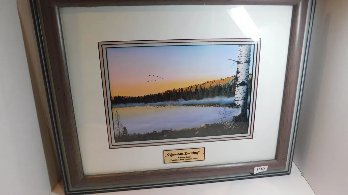 “AJAWAN EVENING” FRAMED AND NUMBERED GLEN SCRIMSHAAW PRINT