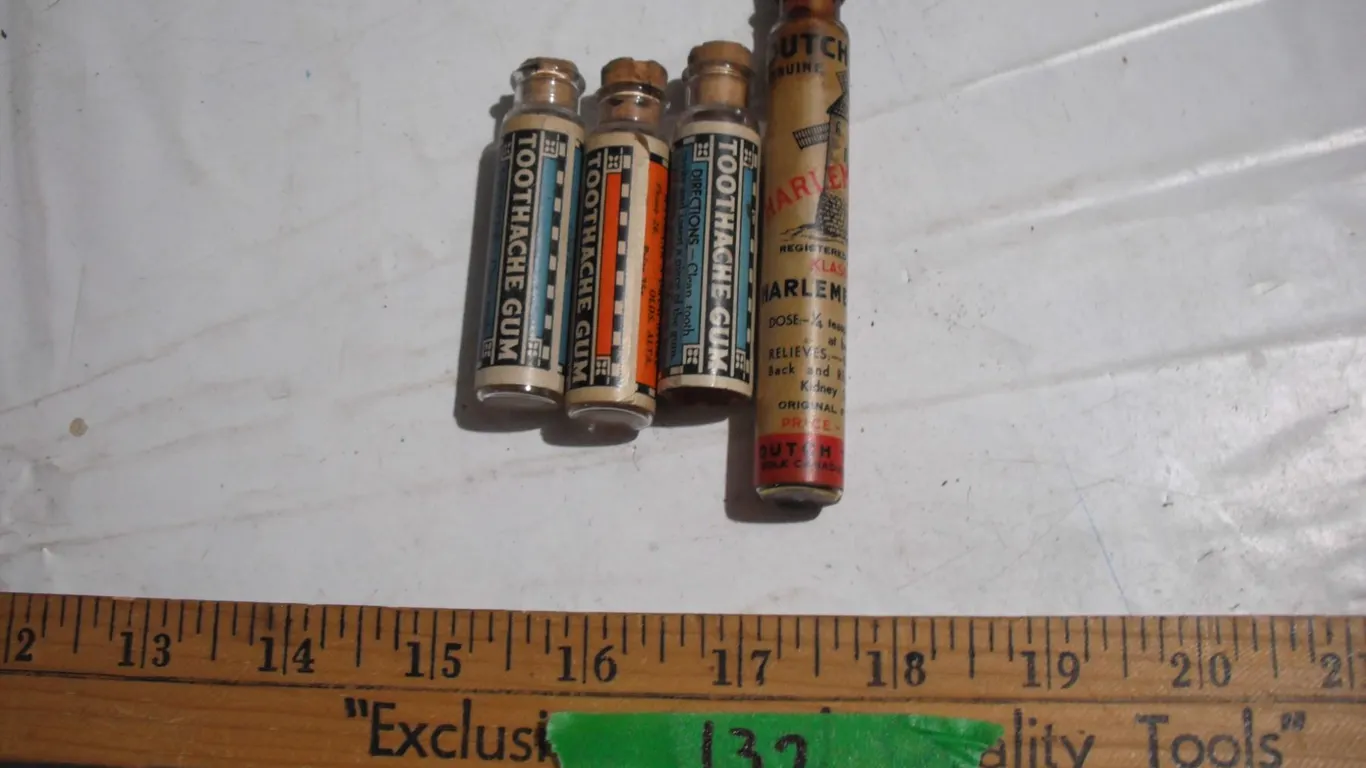 (4) Vintage Medicine Bottles (3 from Sask – Wilkie Sask bottle broken)