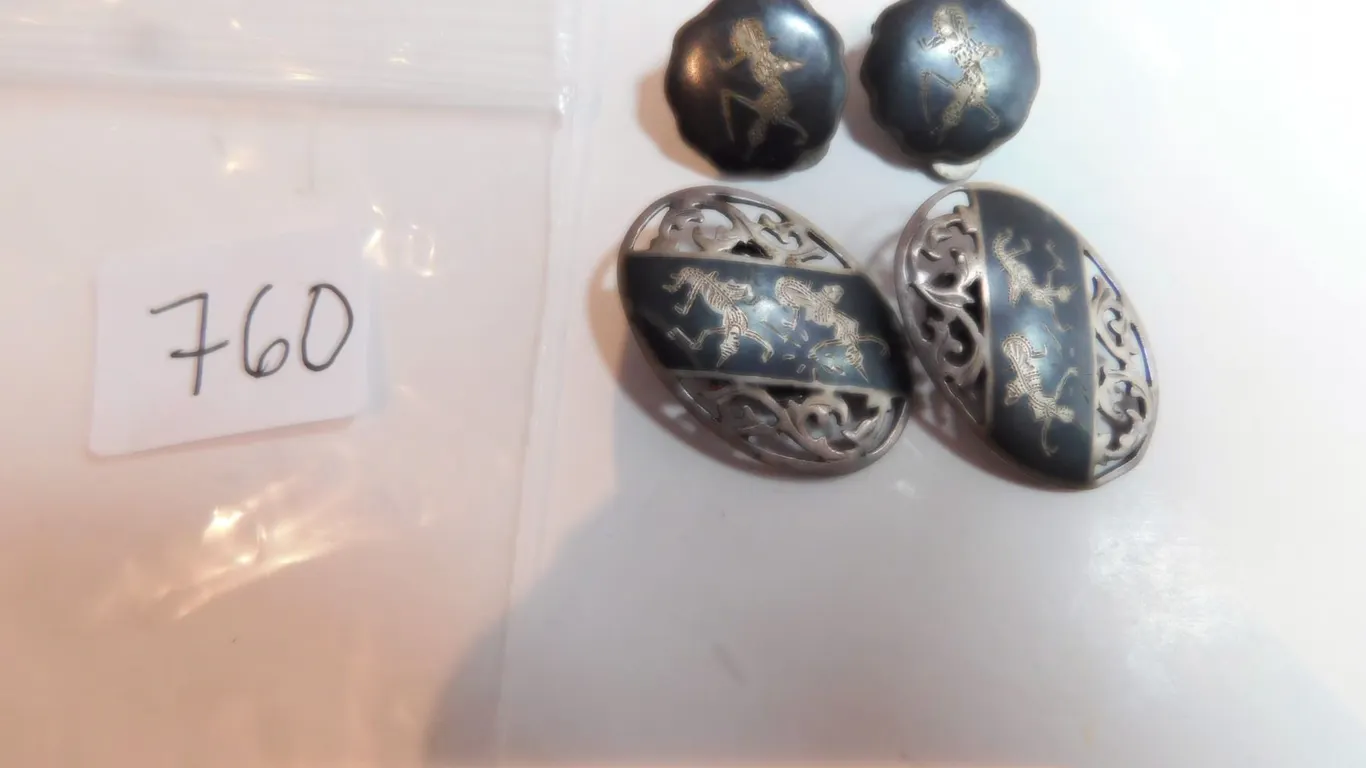 2-SIAM STERLING CLIP EARINGS 15.7G
