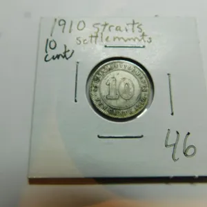 SCARCE 1910 STRAITS SETTLEMENTS TEN CENT SILVER