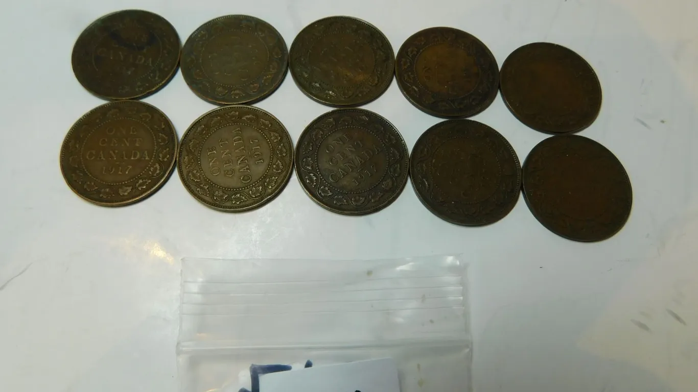 1917 LARGE CENT LOT OF 10